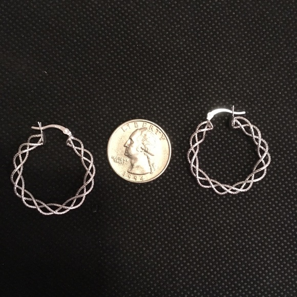 Jewelry - Sterling Silver Twisted Hoop Earrings 30mm New